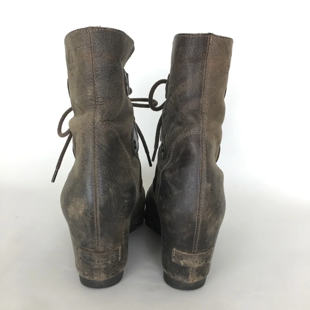 Sorel Joan of Arctic Wedge II Leather Boots Ankle Booties Brown Women’s Size 8
